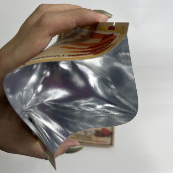 Customized Printing 3 Side Seal Kraft Paper Pouch With Foil Inside For Protein Bar
