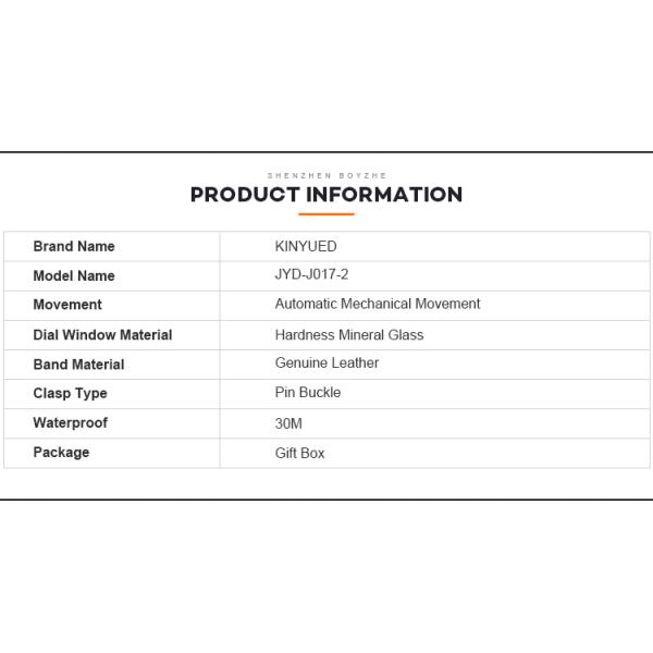 KINYUED oem waterproof custom logo leather fashion tourbillon skeleton wrist watch luxury automatic watches