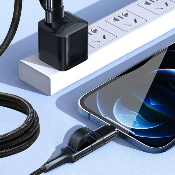 High Speed Multi Function Charging Cable 4 In 1 Braided Cable USB / Type C To Type C/Lightning