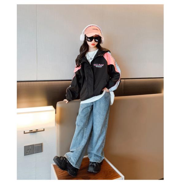 Spring Autumn Warm Little Girls Clothes Monogrammed Print Black Girls Coat