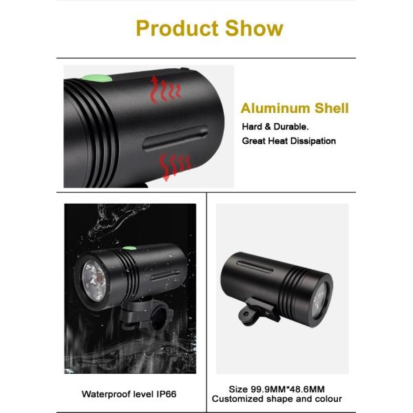 3300 Lumens Battery Built In Bike Front Light With Go Pro Adapter Durable