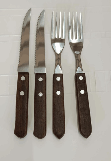 Morror finishing wooden steak knives And Forks With Blister Card
