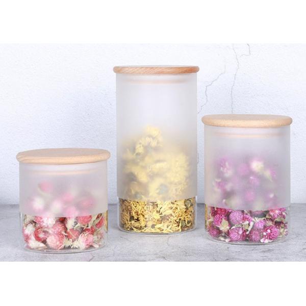 Yf0903 Frosted Glass Jar For Food / Glass Storage Jar With Bamboo Lid