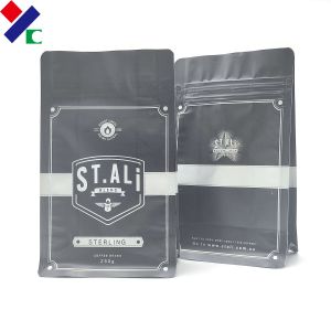 China 250g Front Zipper Black Kraft Paper Coffee Bean Packaging Bag wholesale