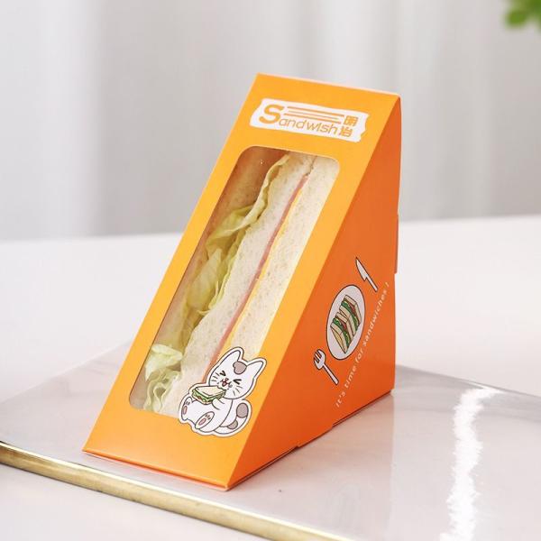 Recyclable Eco-Friendly Custom Logo Printing Food Grade Convenient Portable Triangular Cardboard Sanwich Box
