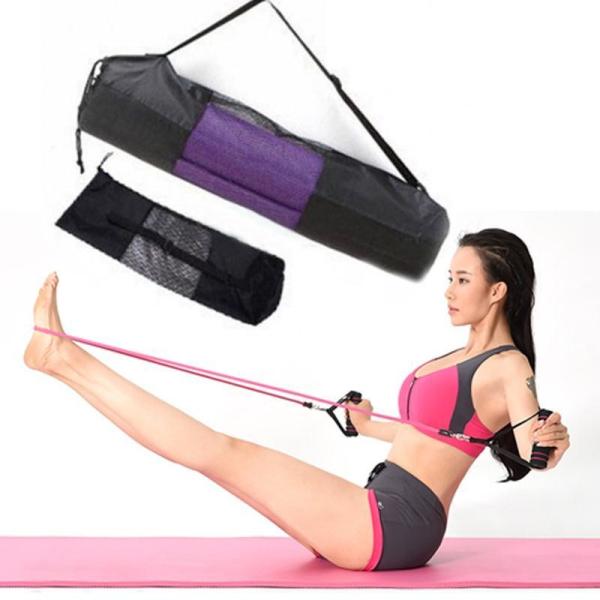 Black Portable Yoga Mat Carry Bag lightweight Nylon Pilates Womens Yoga Bag