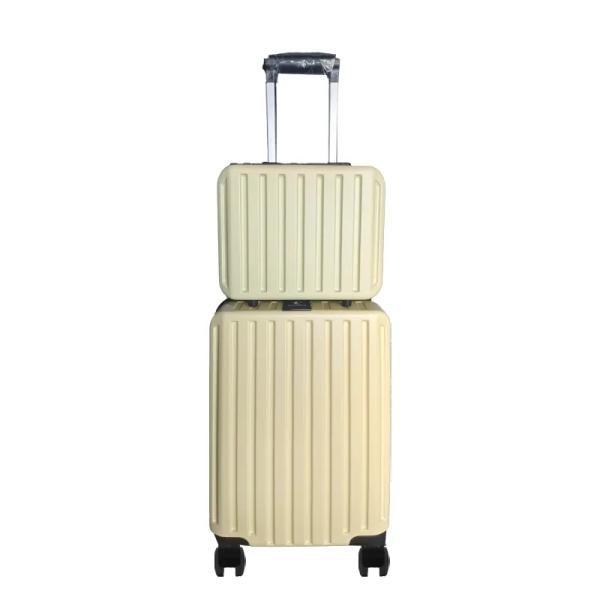 Yellow Cabin Luggage Unisex PC Carry-on Sets With Cosmetic Case Hard Shell Trolley Suitcase Luggage Spinner Caster 12" 20