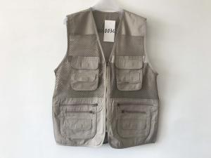 China vest, waistcoat, net vest, mens vest, fishing vest, 100% cotton, S-3XL, beige on sale