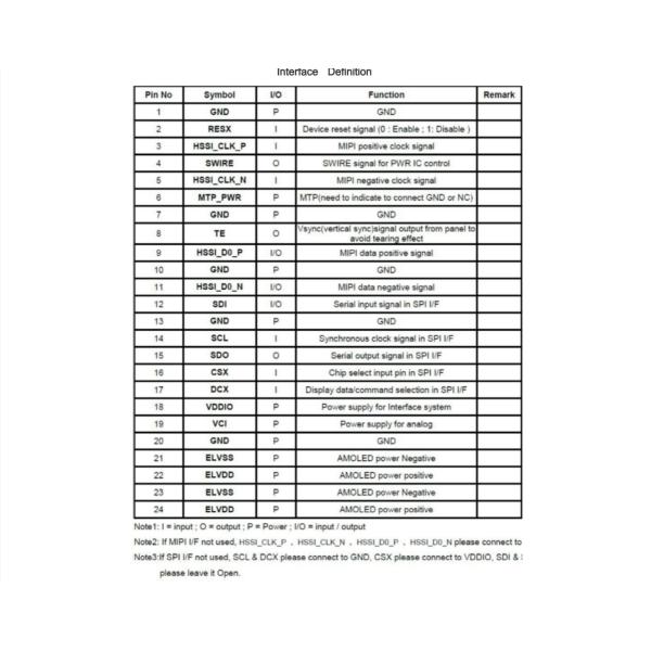 Flexible AMOLED display technical drawing