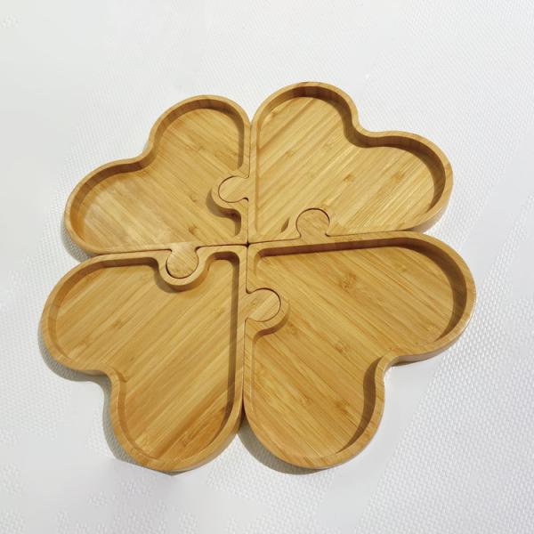 Removable Bamboo Tray Set Dinnerware Type Tray Heart-Shaped Design for Kitchen Serving