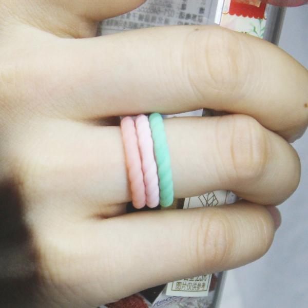 3mm Thin Braided Wedding Silicone Ring Thin Stackable for Women