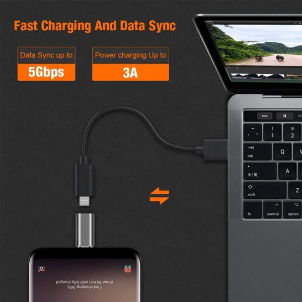 Plug and Play Metal Shell Micro USB Female to Type C Male OTG Converter Adapter