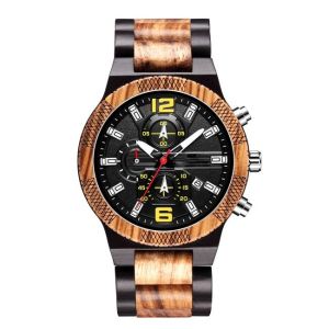 China 23cm Automatic Wood Watch Chronograph Luminous Waterproof Wood wholesale