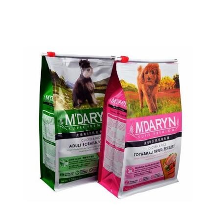 100% Food Grade Dog Cat Treat Packaging Block Square Flat Bottom Zipper Stand up Pouch Plastic Pet Food Bag