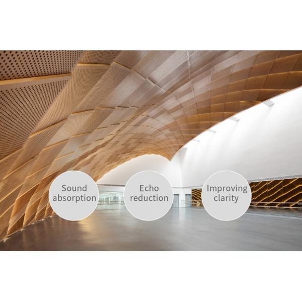 High NRC Natural Veneer Perforated Acoustic Wood Panels For Commercial Office