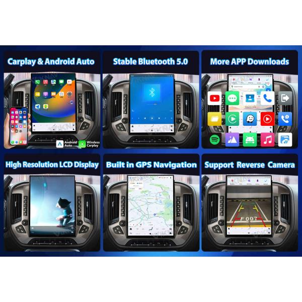 VIKNAV 15.6'' Car Radio For Chevrolet Silverado / GMC SIERRA 2014-2018 (Sliver)