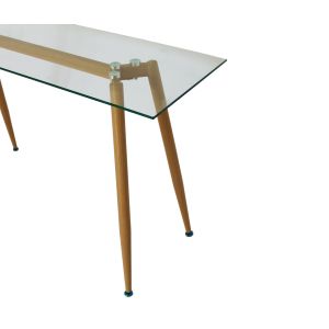 Y Shape Frame 710mm Height Dining Table Tempered Glass Top