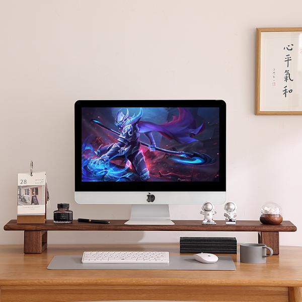 walnut Laptop Monitor Stand Riser - Wooden Desktop Shelf for Computer Laptop Printer TV Cellphone Stand