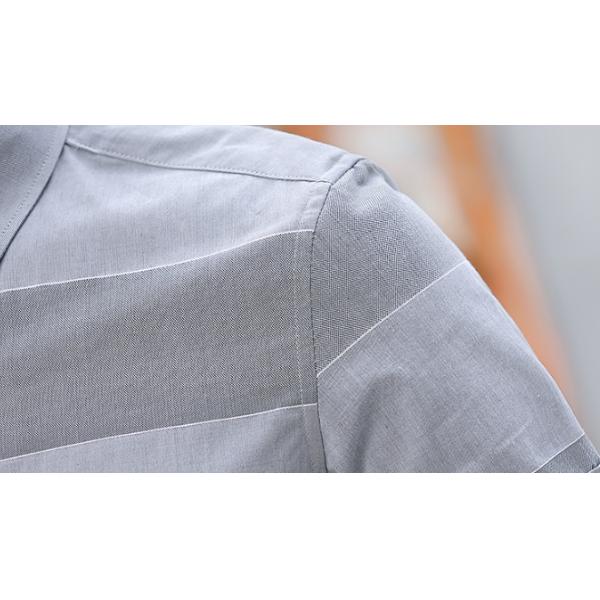 Thin Slim Fit Casual Work Uniform For Men Square collar Bottom Left Embroidered
