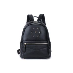 Real Cow Leather Multifunctional Bag , Large Capacity Student Black Backpack