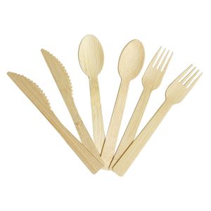Biodegradable 160cm Wood Spoon Tableware 25PCS WoodenFork Disposable Cutlery