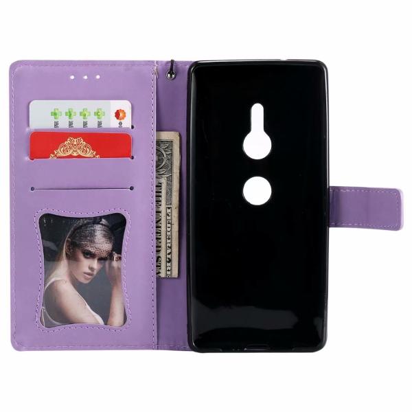 Sony XZ2 Leather Protective Case with Flower Embossed Pattern