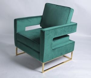 China Modern Gold Stainless Steel Legs Green Velvet Occasional Chair wholesale