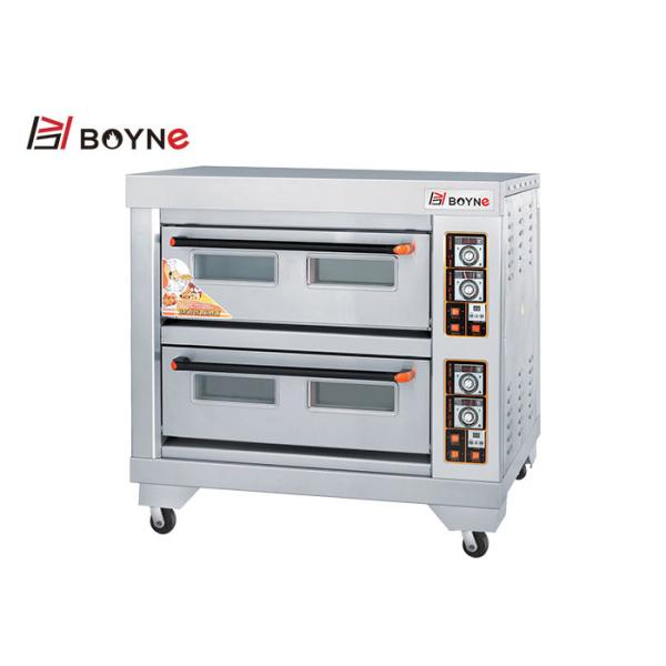 High Temperature Bakery Deck Oven Stainless Steel 2 Deck 4 Trays Bread Oven