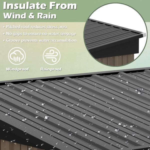 AJUNION Modern Design 5x3ft Metal Garden Shed Single Lockable Doors 61.2" Doors Height