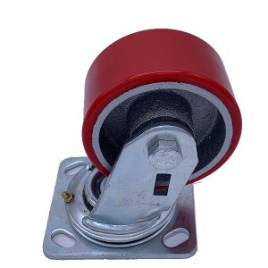 100mm Polyurethane Cast Iron Wheel Precision Ball Bearing Caster Wheel