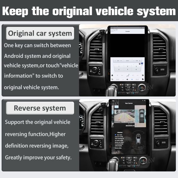 Android Auto Head Unit For Ford Raptor F150 F250 / F350 / F450 2015-2020 Touch Screen 14.5 Inch GPS Navigation Carplay