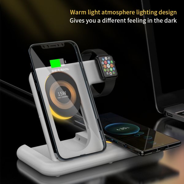 Multifunction Wireless Phone Charger Magnetic 4 In 1 Foldable 3 IN 1 Transparent