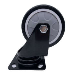 Swivel 5 Inch Plate Caster Wheels On Black Polyurethane Wheels