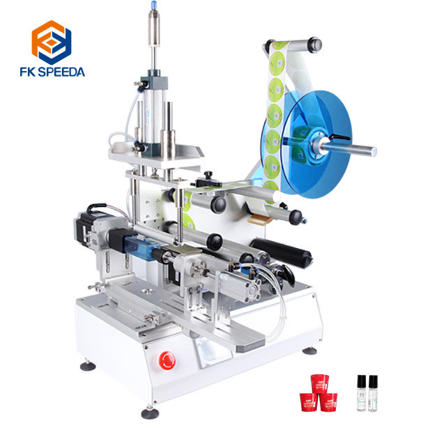 China 0.2mm Square Bottle Semi-automatic Motor Rotating Labeling Machine for Case Packaging wholesale