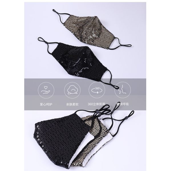 Reusasble Private Daily Party Show Shiny Face Mask Magic Bling Crystal face Mask