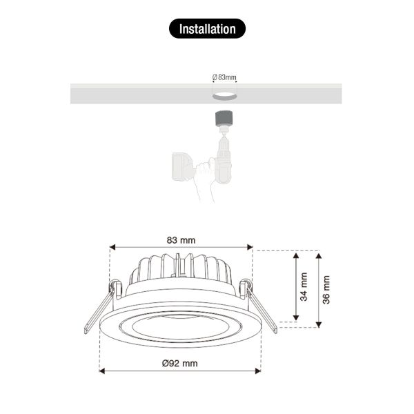 Waterproof 80RA Downlight LED 2700K , Anti Glare Dimmable Bathroom Downlights