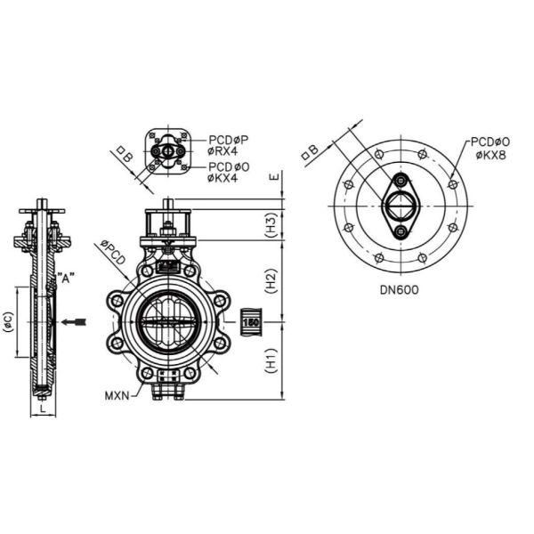Lug Style Wafer Butterfly Valve , Double Eccentric Butterfly Valve