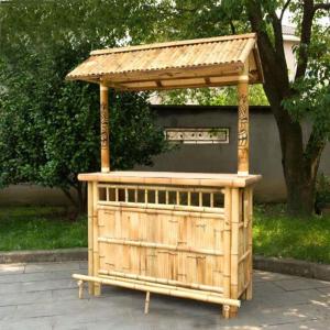 China Outdoor Bamboo Tiki Bar Kits With Roof and Bottle Rack Drinking Bamboo Chairs With Back Support Commercial Furniture wholesale
