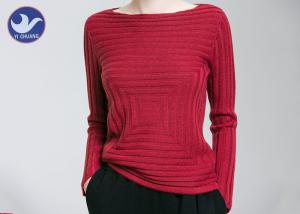China Boat Neck Womens Knit Pullover Sweater Square Knitting Pattern Clothing on sale