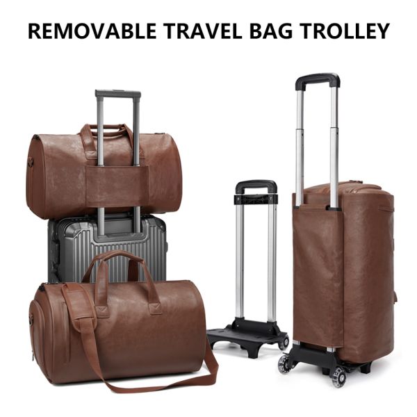 Retro Wheeled Garment Trolley Duffle Bag Large Rolling Duffle Bag 30cm High