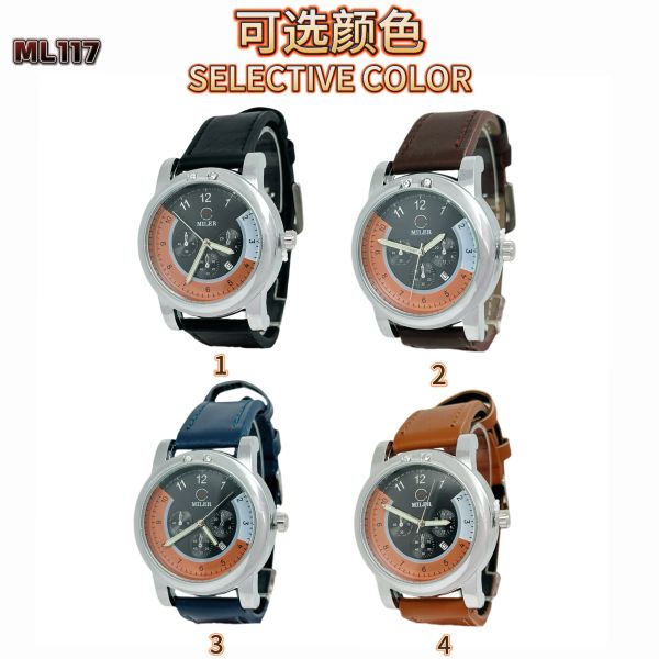 Male / Female Leather Strap Quartz Watch with Analog Display Water Resistant up to 30ATM