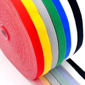 Factory 100% Nylon Black Unnapped Elastic Hook and Loop Tape Roll with Low Price