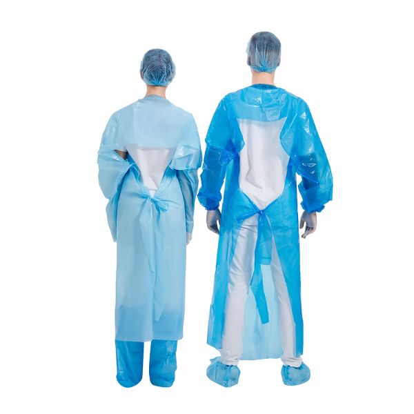 AAMI PB 70 Disposable CPE Gown , CPE Isolation Gown for operation room