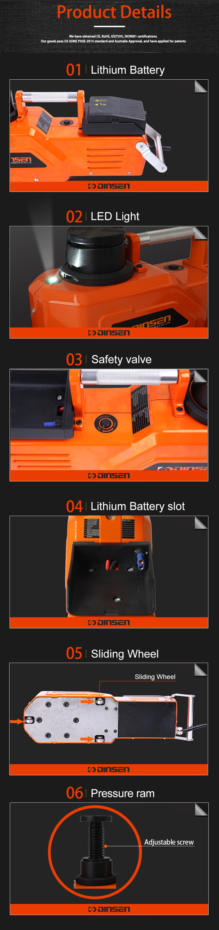 12v Portable Hydraulic Floor Jack 10t Fast Lifting with lithium battery