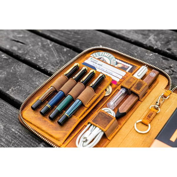 Toiletry Bag, Factory Supply A5 Zipper Bag First Layer Cowhide Crazy Horse Series Folder Manager Folder Large Capacity Business Bag