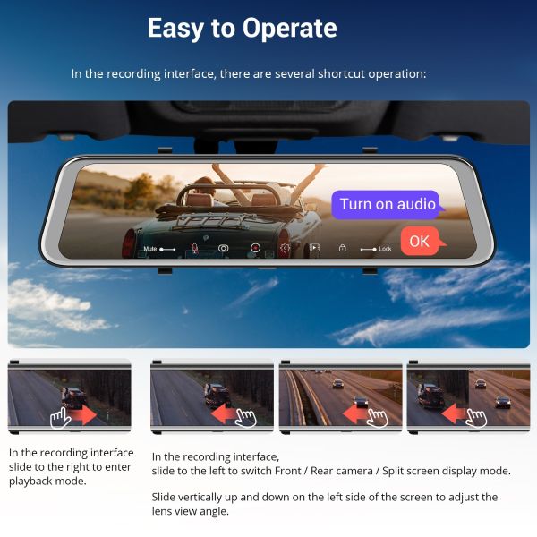 Car Ultra HD 4G Blackbox DVR Dash Cam Video 12 Inch WIFI GPS Track Sony IMX335