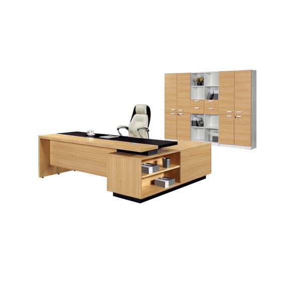 Round Edge MDF Paper Office Desk Boss Table OEM / ODM Wooden Office Table