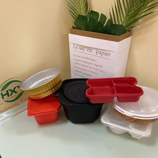 3 Compartment Plastic Lunch Food Containers Disposable Microwave Packaging Storage Box