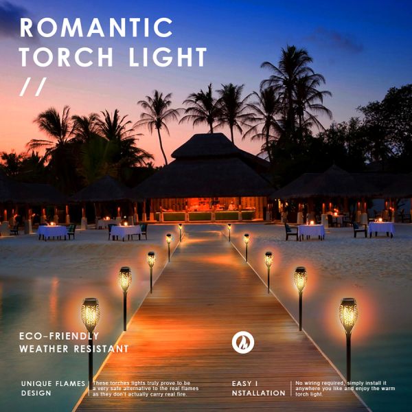 Flickering Garden Lawn Lamp IP65 Waterproof LED Street Lamp Solar Flame Torch Light For Garden Decoration Landscap