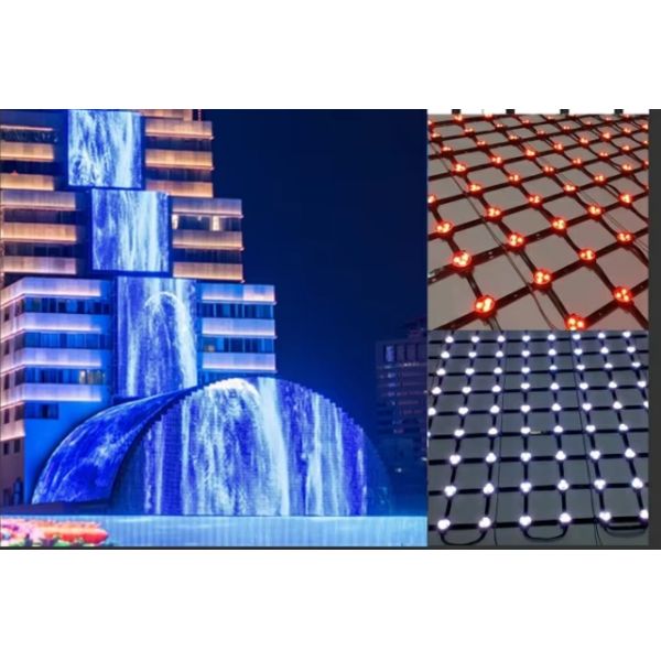 Flexible Led Screen High Transparency Mesh Led Display Curtain Screen Customized Led Strip Length For Outdoor Advertising